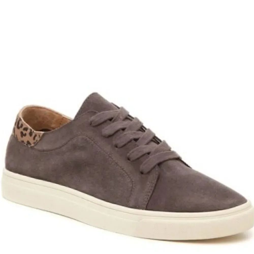 Lucky Brand Suede Grayish Brown & Leopard Suede Sneakers